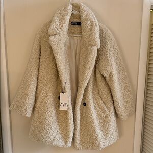 NWT Zara Off-White Teddy Jacket
